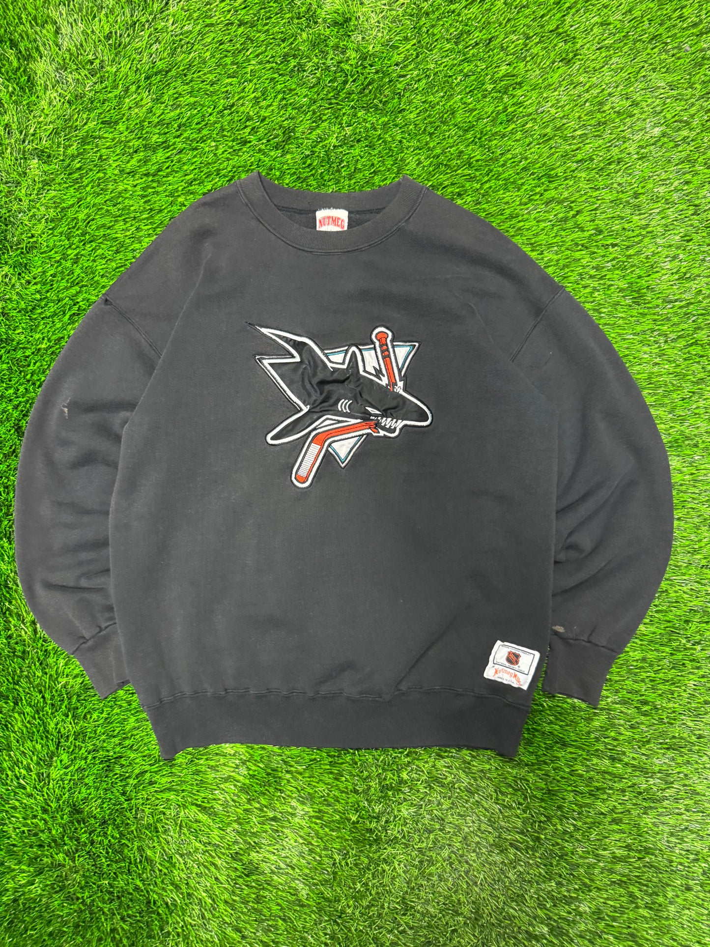 90s San Jose Sharks Vintage Nutmeg Black NHL Crewneck (XL)