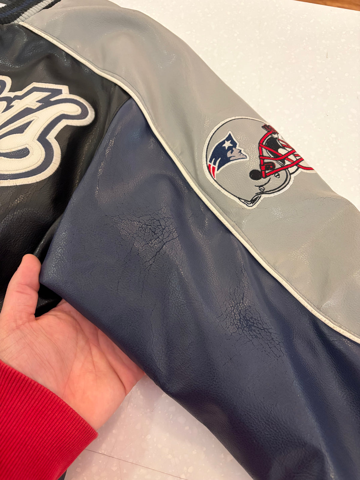 00s New England Patriots NFL Leather Jacket (XL)