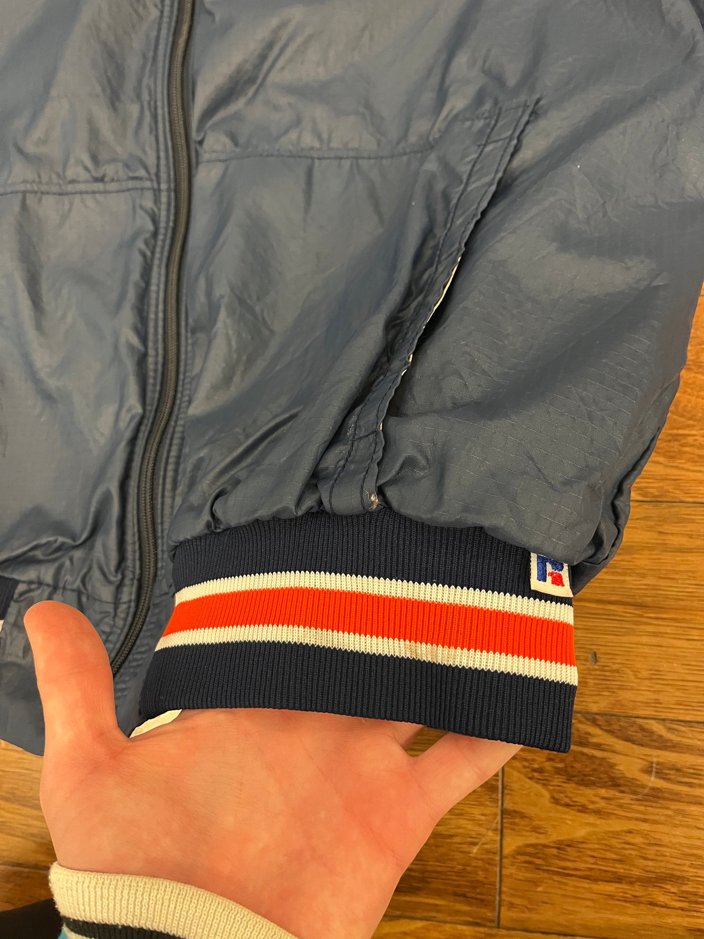 80s Russell Clemson Tigers Vintage Waffle Knit Lined Jacket (XL)