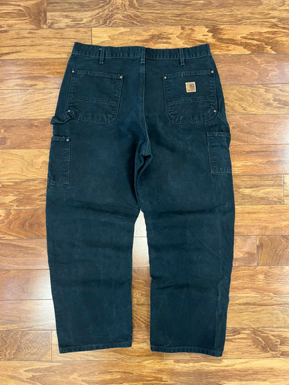 2008 Carhartt Black Double Knees Workwear Pants (38 x 30)