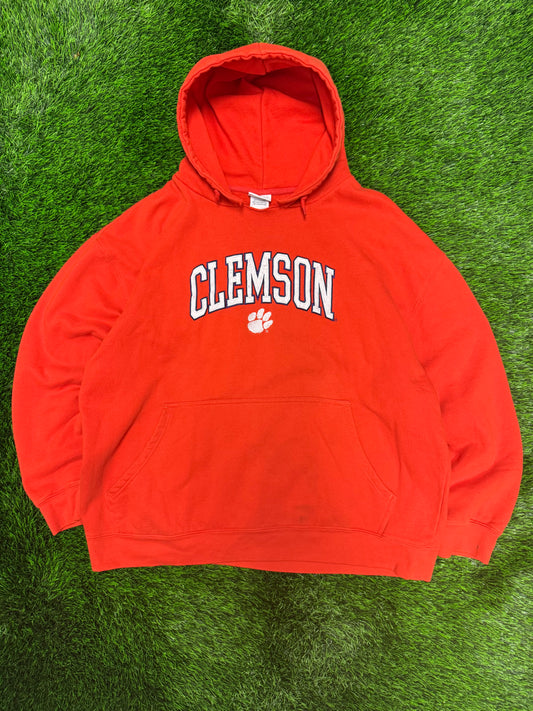 00s Clemson University Orange Vintage Embroidered Hoodie (XXL)