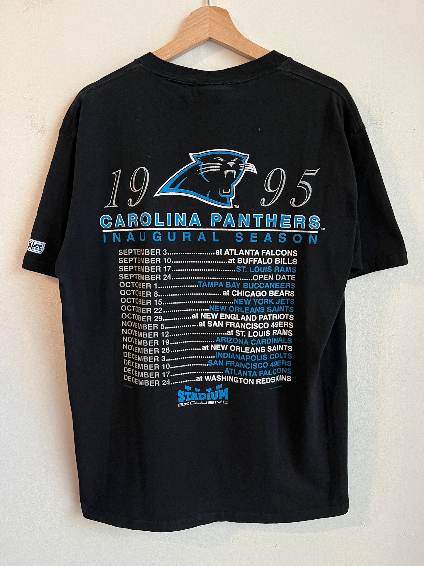 1995 Carolina Panthers "Feeding Time" Inaugural Season Schedule Tee (L)