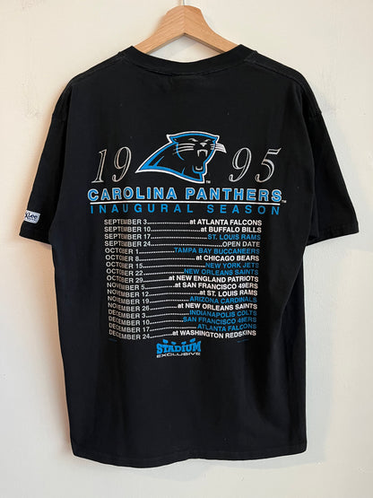 1995 Carolina Panthers "Feeding Time" Inaugural Season Schedule Tee (L)