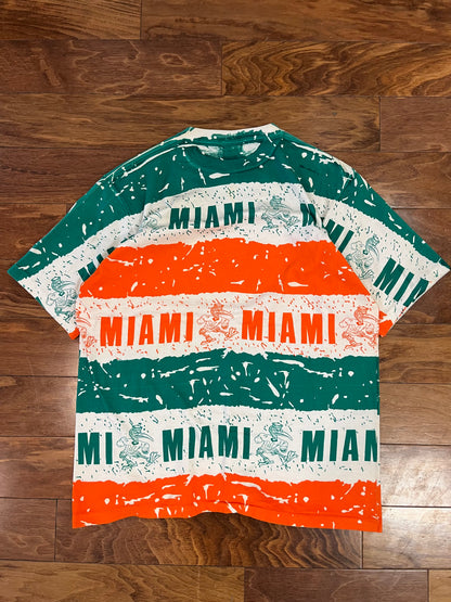 90s Miami Hurricanes Spell Out AOP Tee (L)