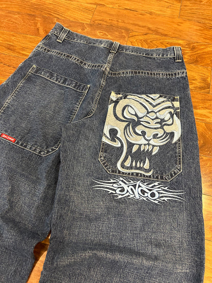 00s Jnco Tribals Tiger Graphic Vintage Baggy Jeans (36 x 32)