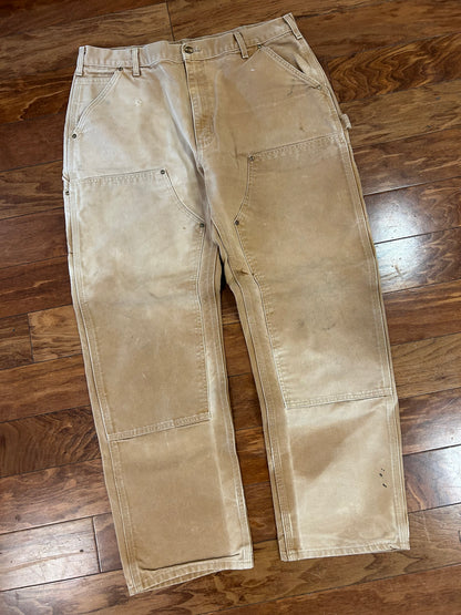 2015 Carhartt Tan Faded Double Knee Pants (38 x 32)