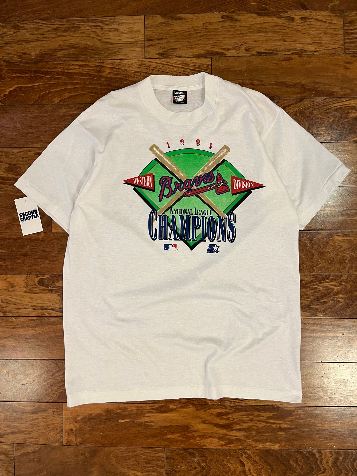 1991 Atlanta Braves Western Division Champions Vintage MLB Tee (XL)