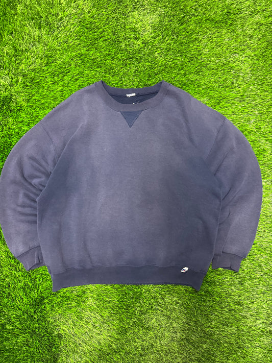 90s Russell Athletics Faded Navy Blank Crewneck (XXL)