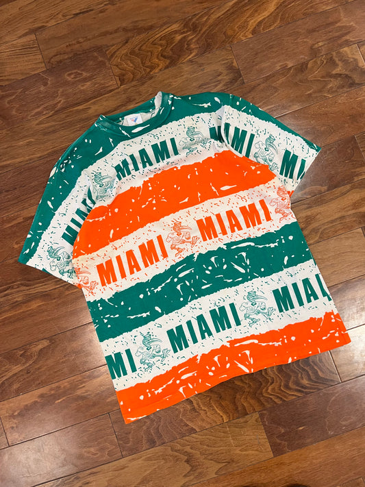 90s Miami Hurricanes Spell Out AOP Tee (L)