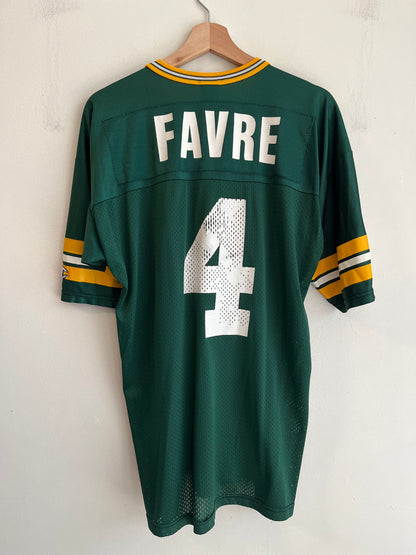 90s Green Bay Packers Brett Favre Cracked Reebok Jersey (M)