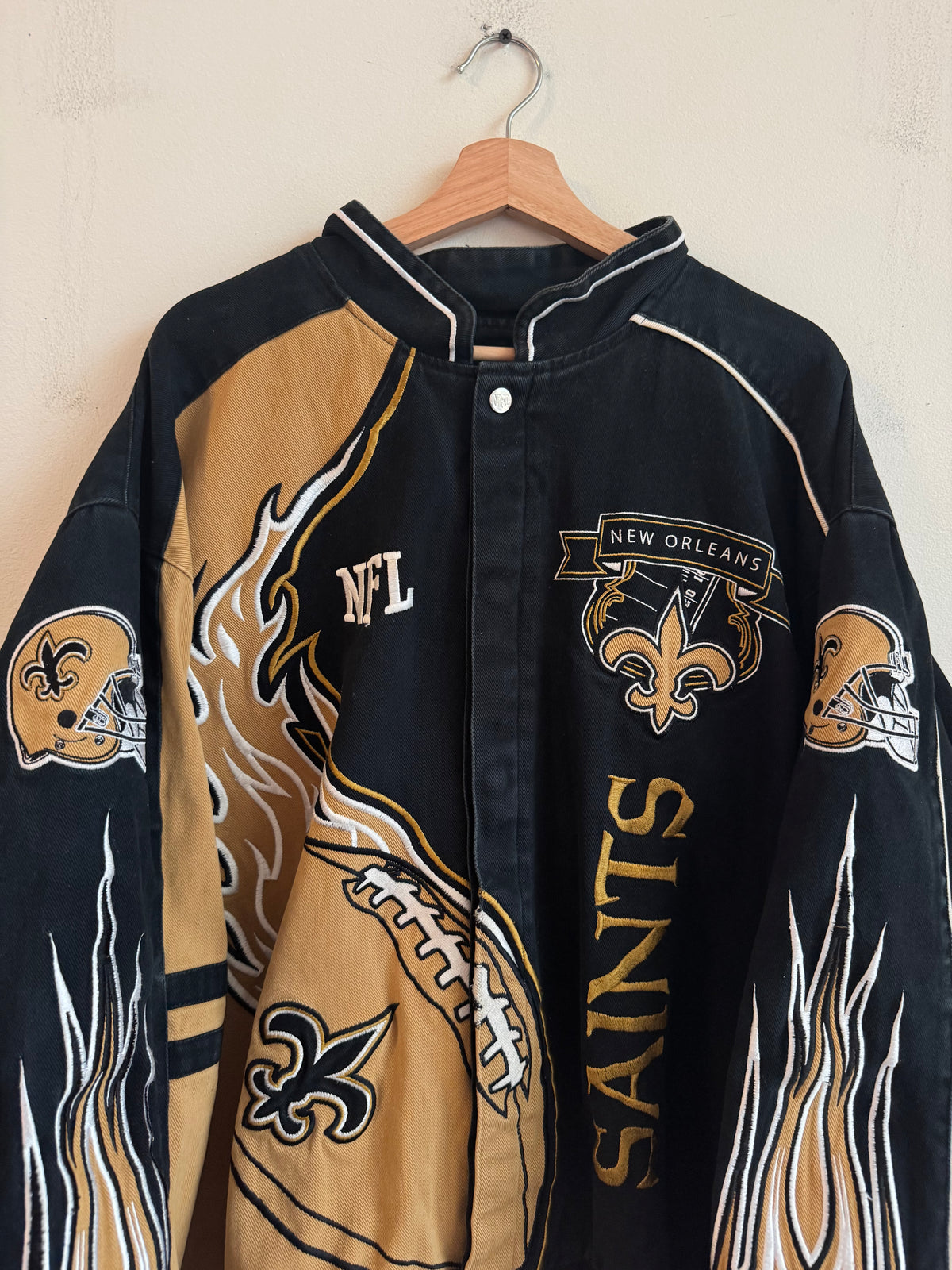 00s New Orleans Saints Flames Racing Jacket (XXXXL)