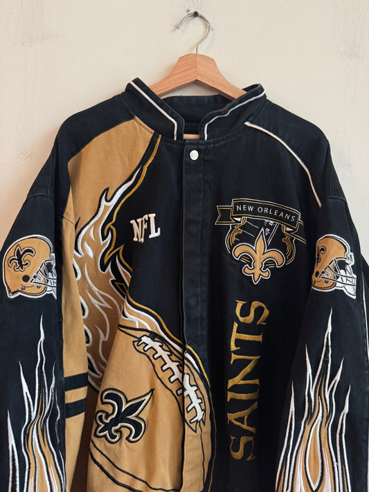 00s New Orleans Saints Flames Racing Jacket (XXXXL)