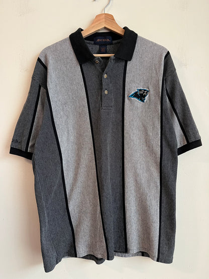 90s Carolina Panthers Striped Antiuga Polo Shirt (L)