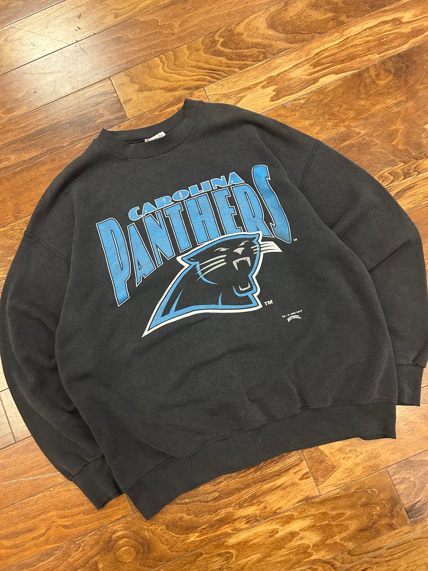 1993 Carolina Panthers Faded Black Crewneck (XL)