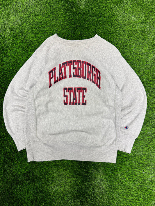 90s Plattsburgh State University Spell Out Vintage Champion Crewneck (XL)