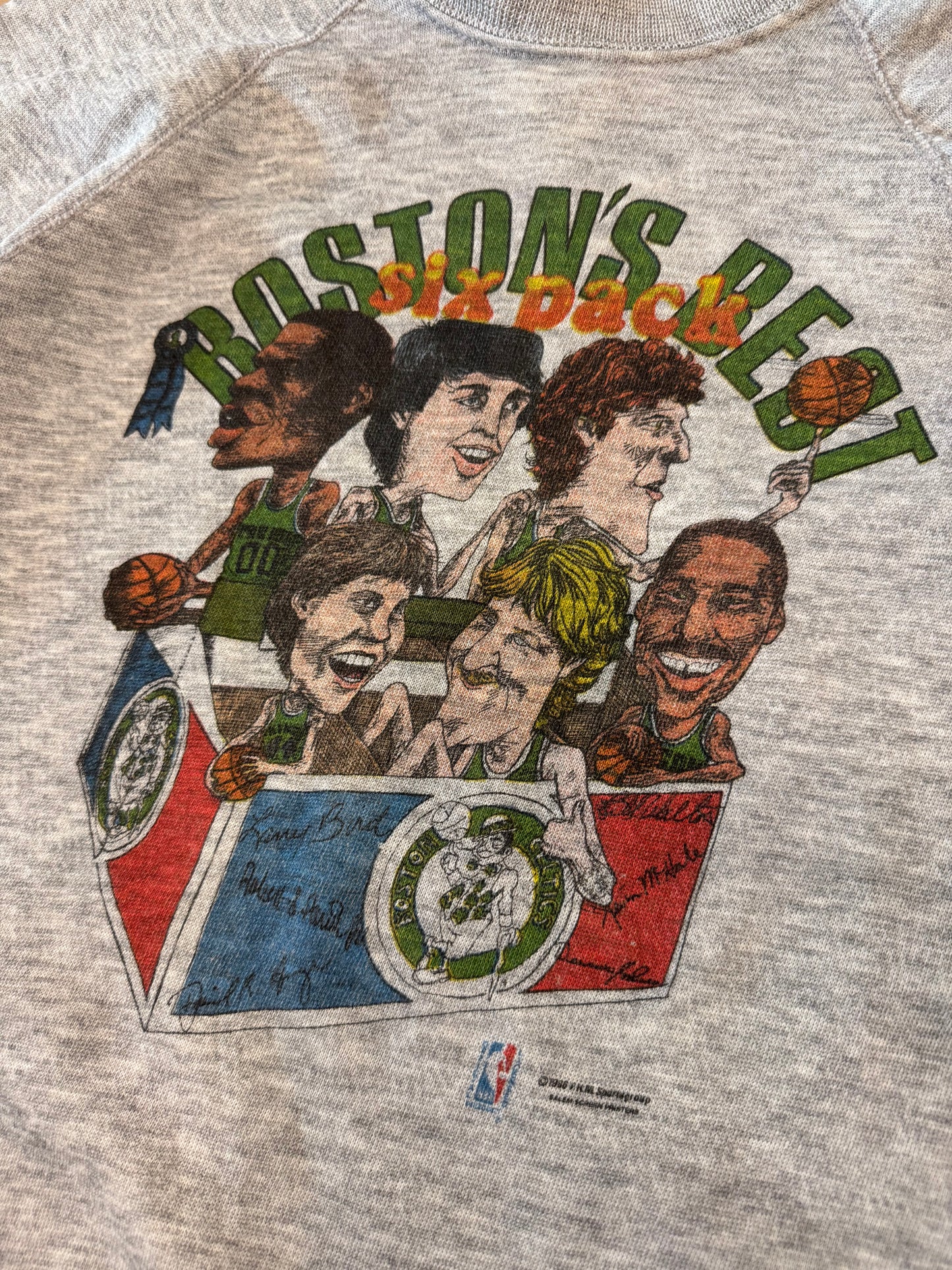 1986 Boston Celtics "Boston's Best 6 Pack" Vintage Caricature Crewneck (M)