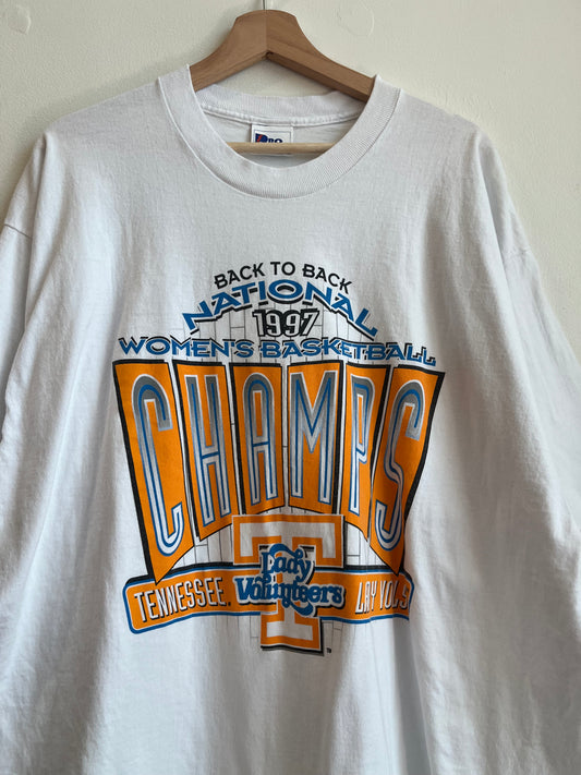 1997 Tennessee Lady Vols "Back to Back" Champs Cropped Tee (XL)
