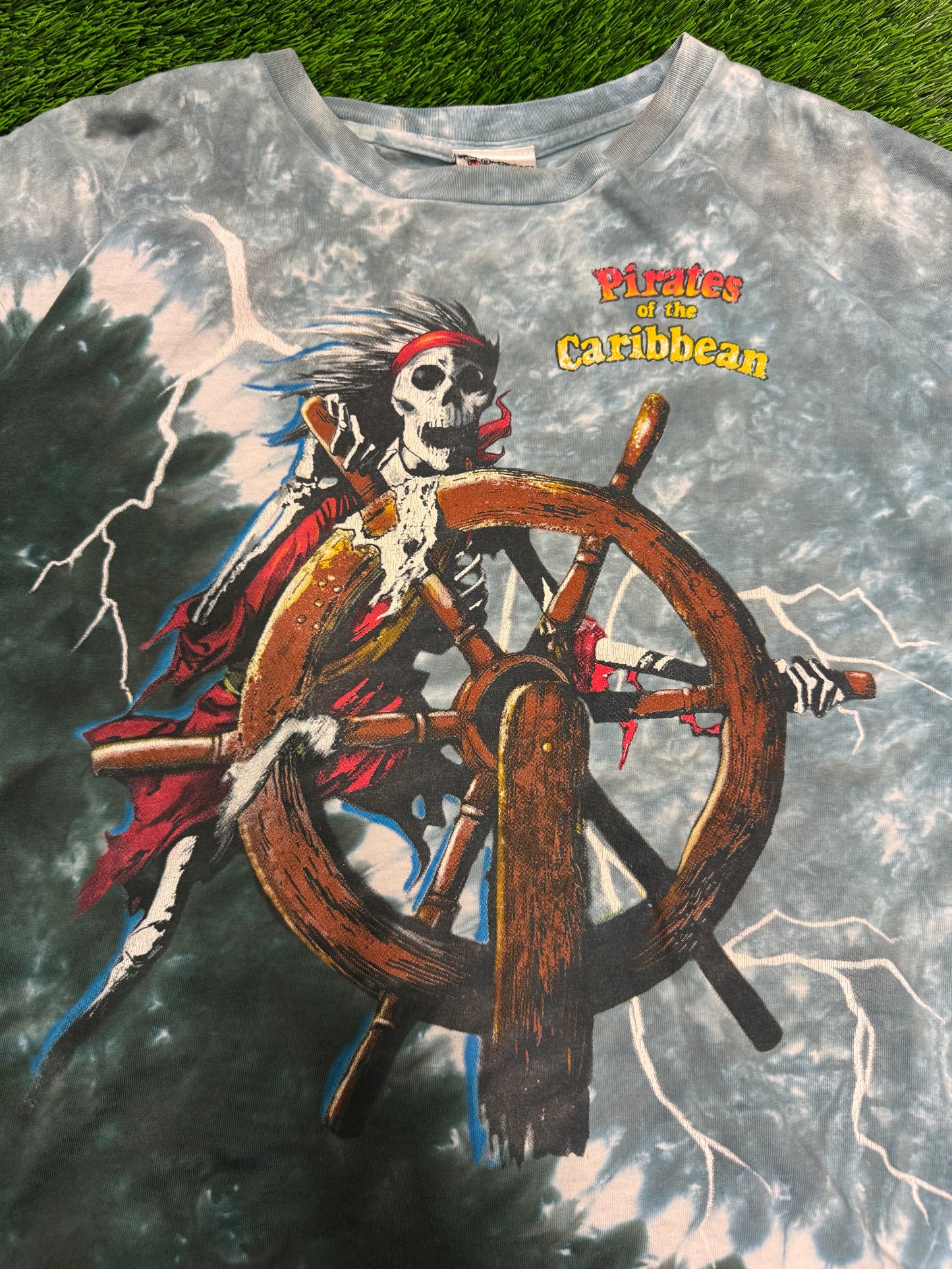 90s Pirates of the Caribbean Tie Dye Vintage Disney Grail Movie Promo Tee (XL)