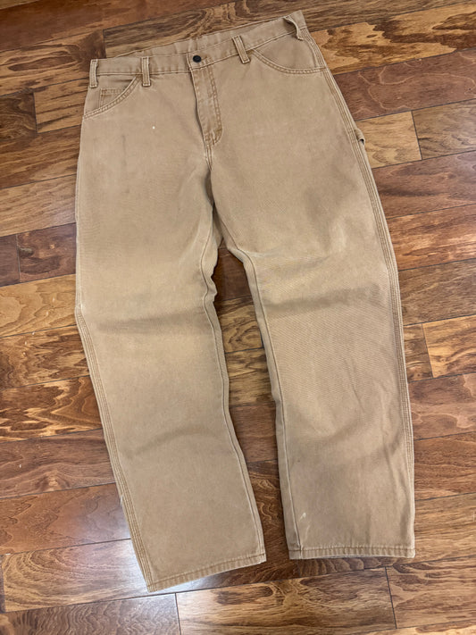 00s Dickies Red Tab Tan Workwear Carpenter Pants (34 x 32)