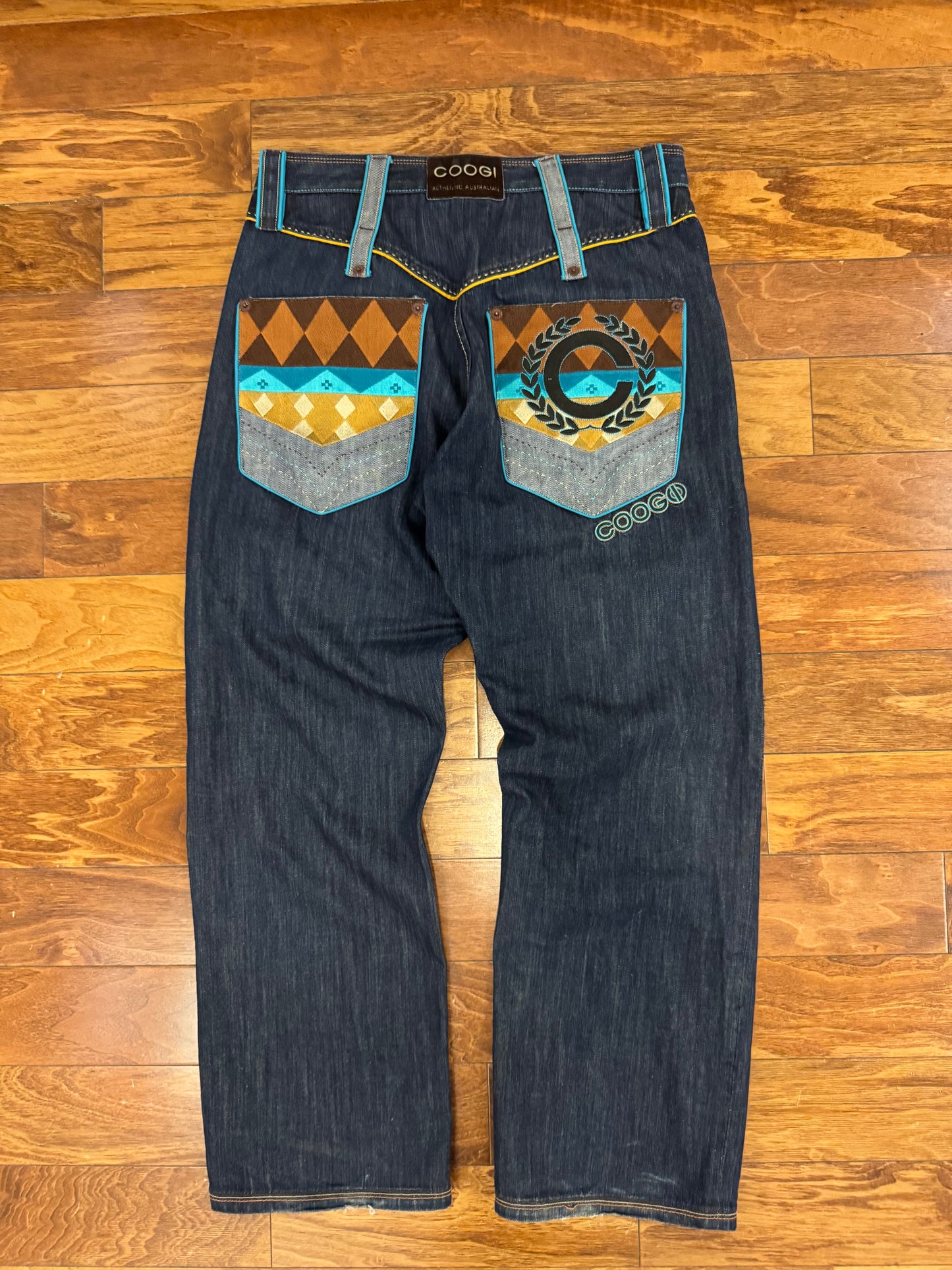 00s Coogi Aztec Pockets Baggy Embroidered Jeans (36 x 34)