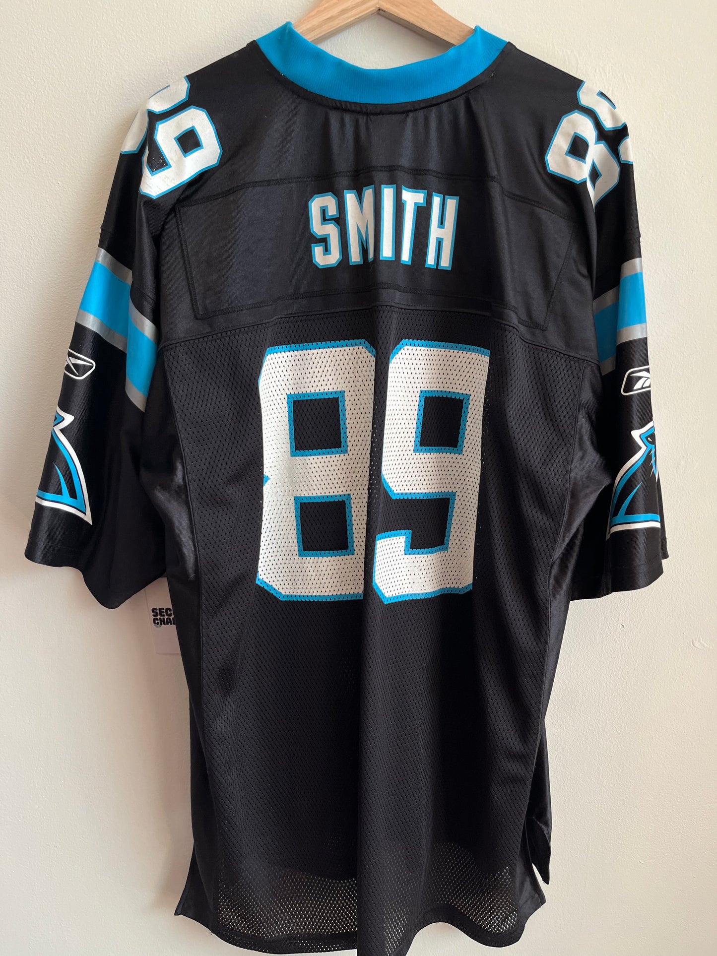 00s Carolina Panthers Steve Smith Black Reebok Jersey (L)