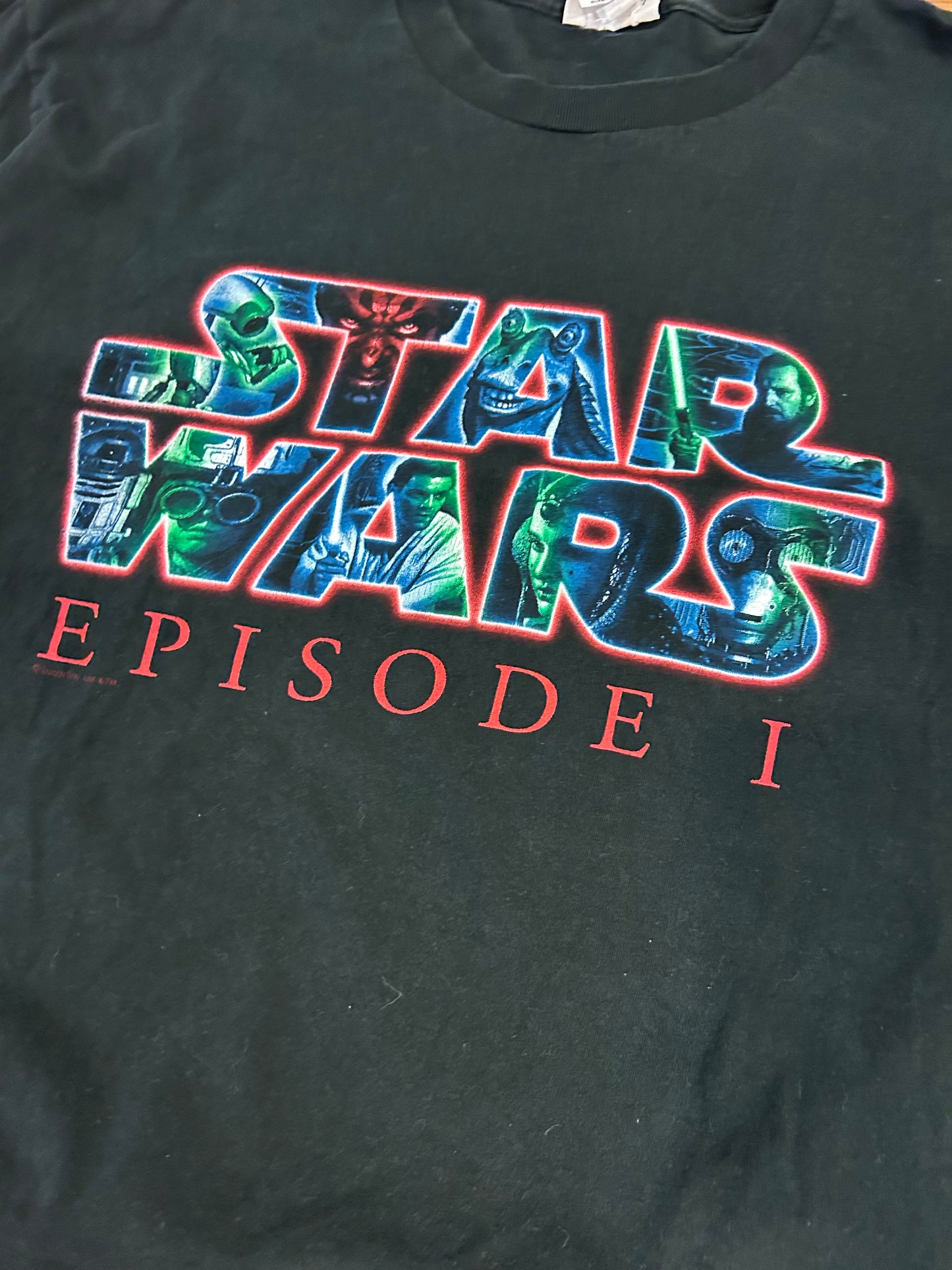 90s Star Wars Episode 1 Cropped Vintage Promo Tee (XL)