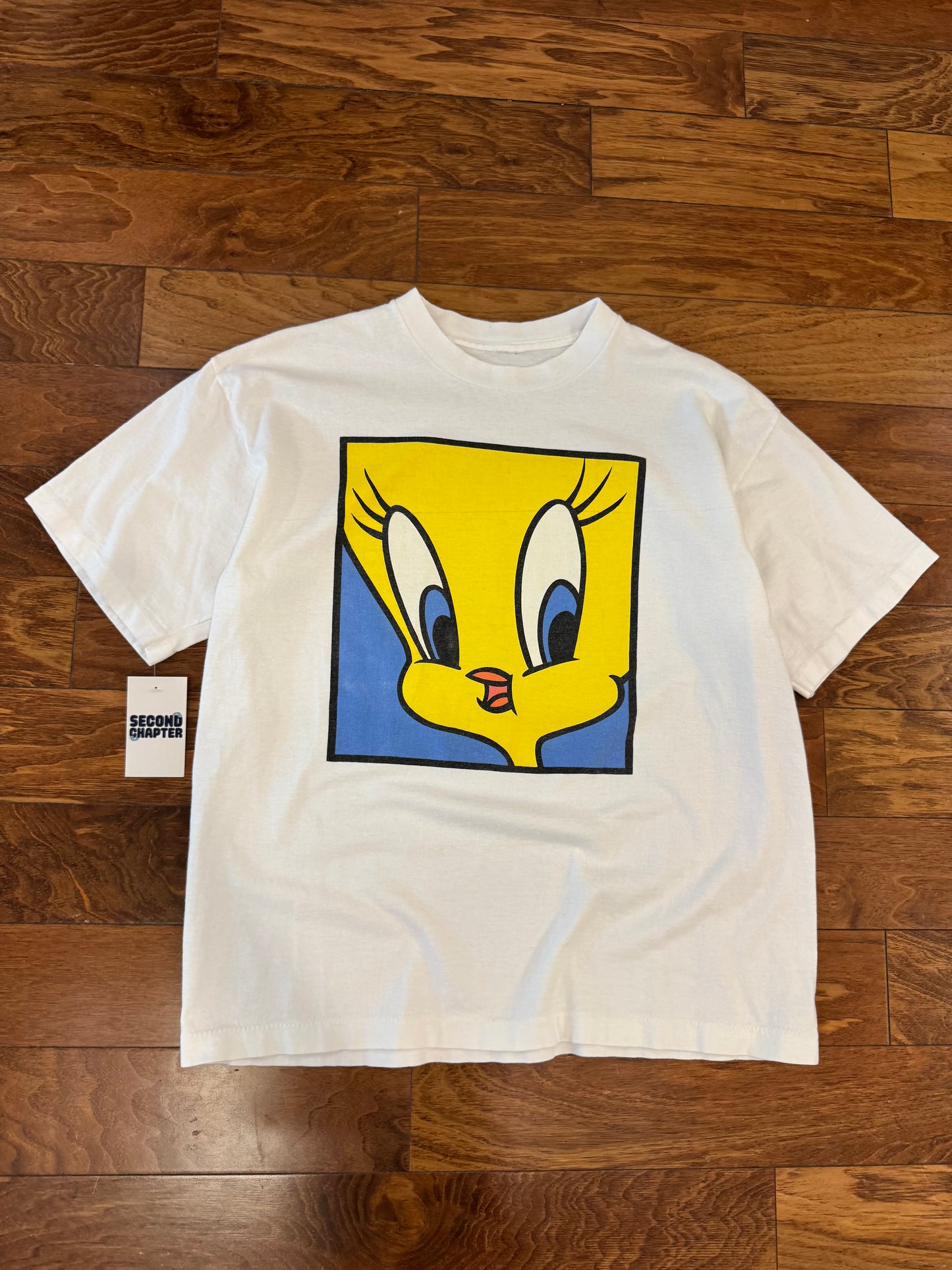 90s Looney Tunes Tweety Graphic White Tee (XL)