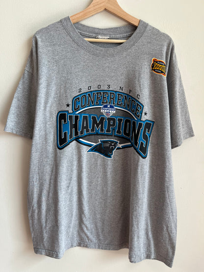 2003 Carolina Panthers Conference Champs Super Bowl Grey Tee (XL)