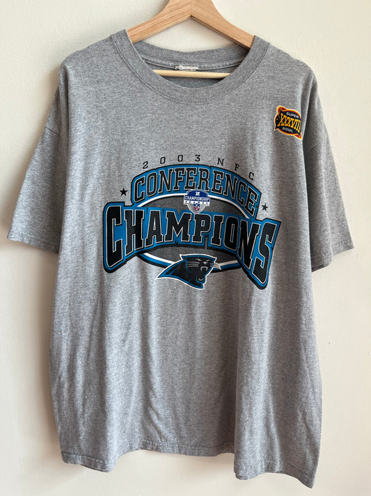 2003 Carolina Panthers Conference Champs Super Bowl Grey Tee (XL)