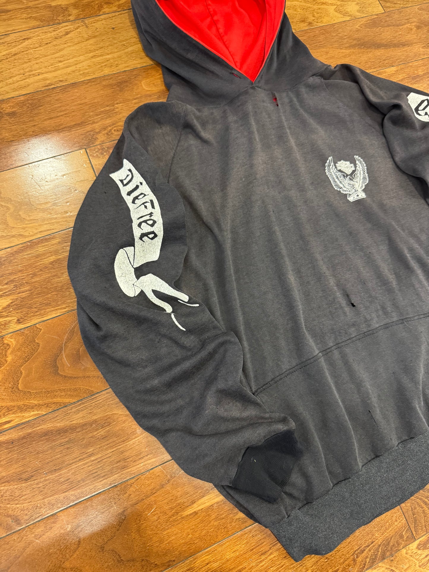 70s Harley Davidson Vintage Faded Distressed Grail Hoodie (M)