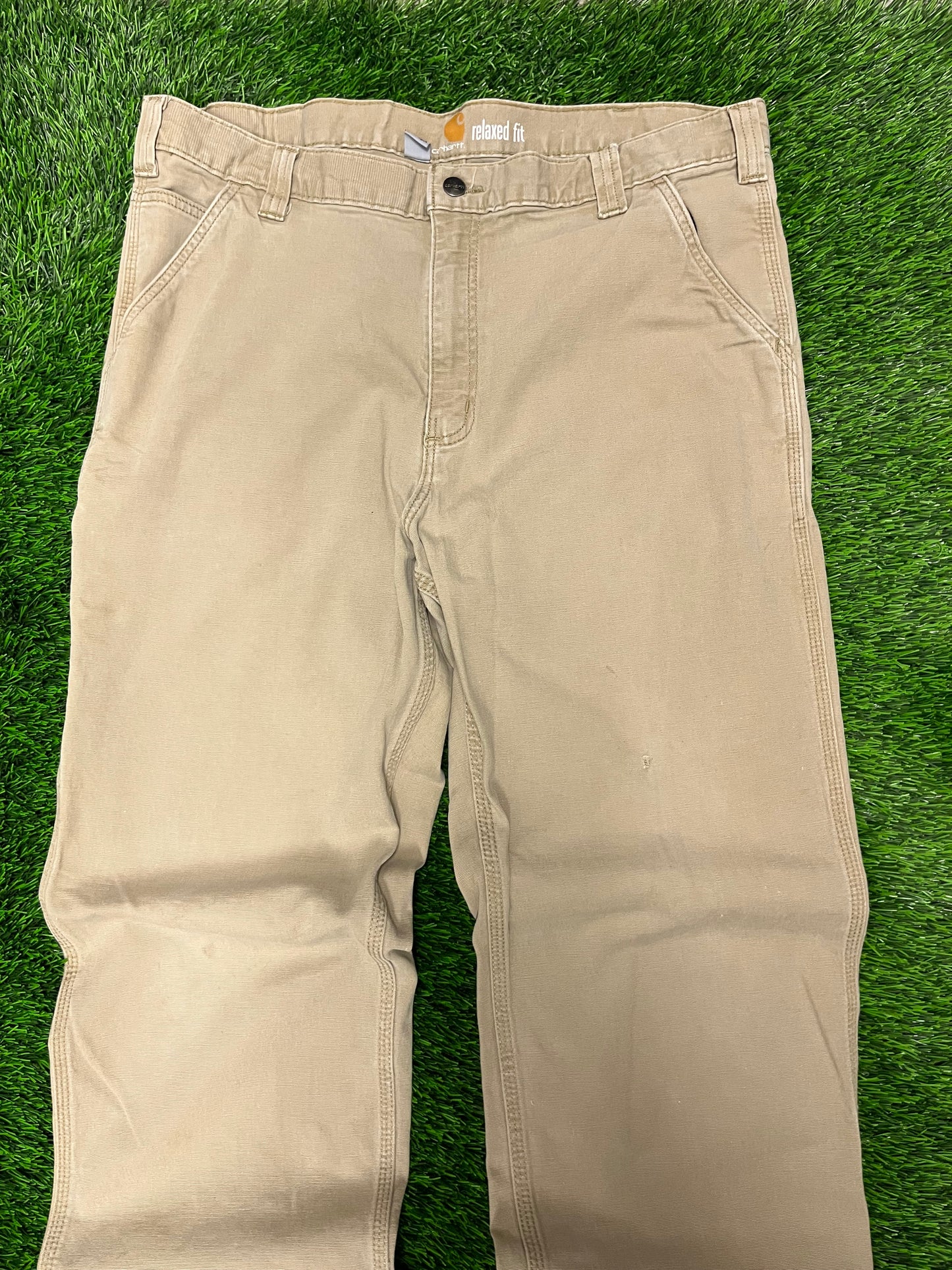 Carhartt Khaki Relaxed Fit Workwear Pants (38 x 34)