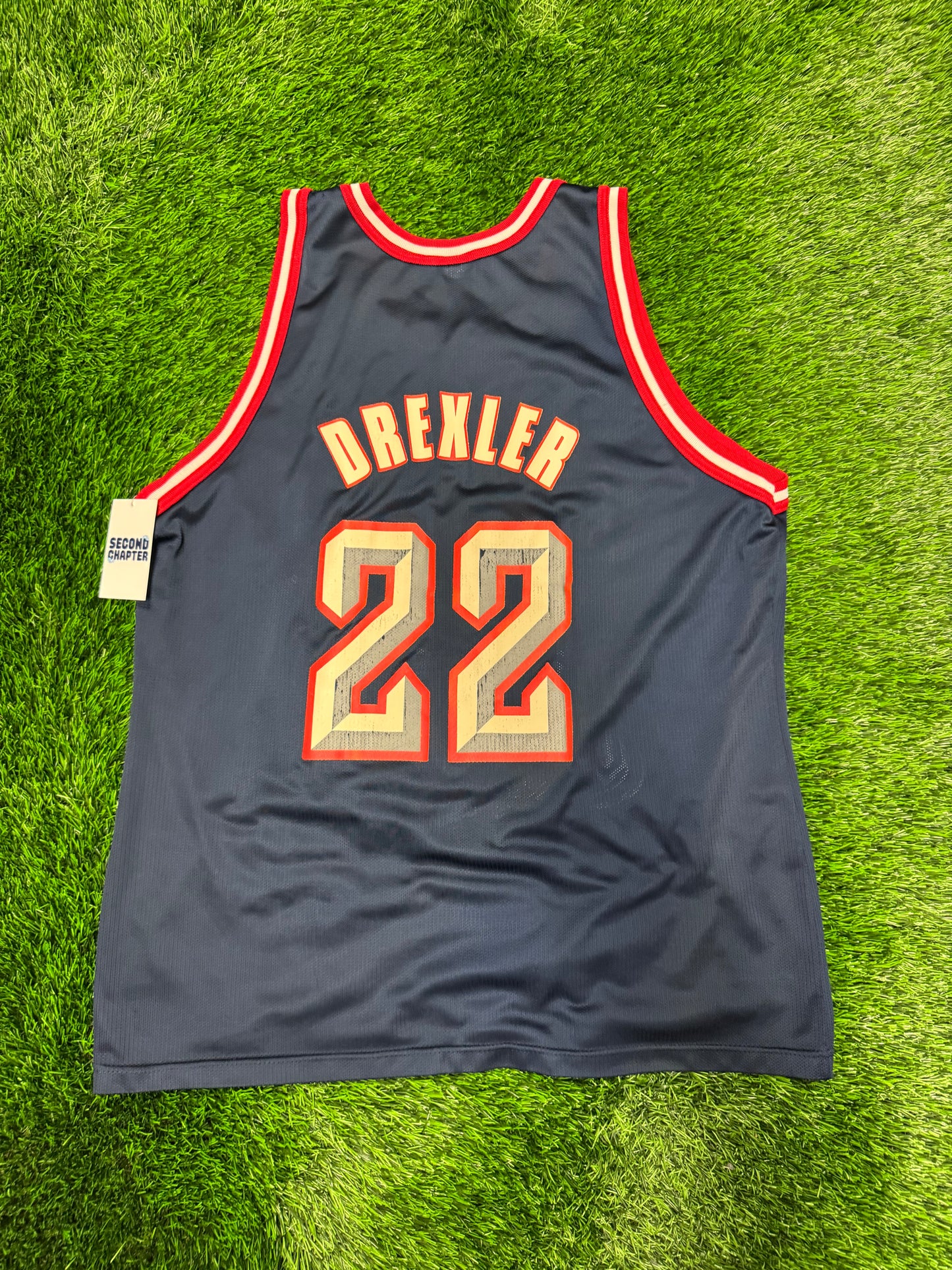 90s Houston Rockets Clyde Drexler #22 Vintage Champion NBA Jersey (L)