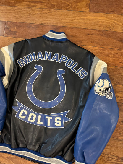 00s Indianapolis Colts Embroidered Leather Jacket (L)
