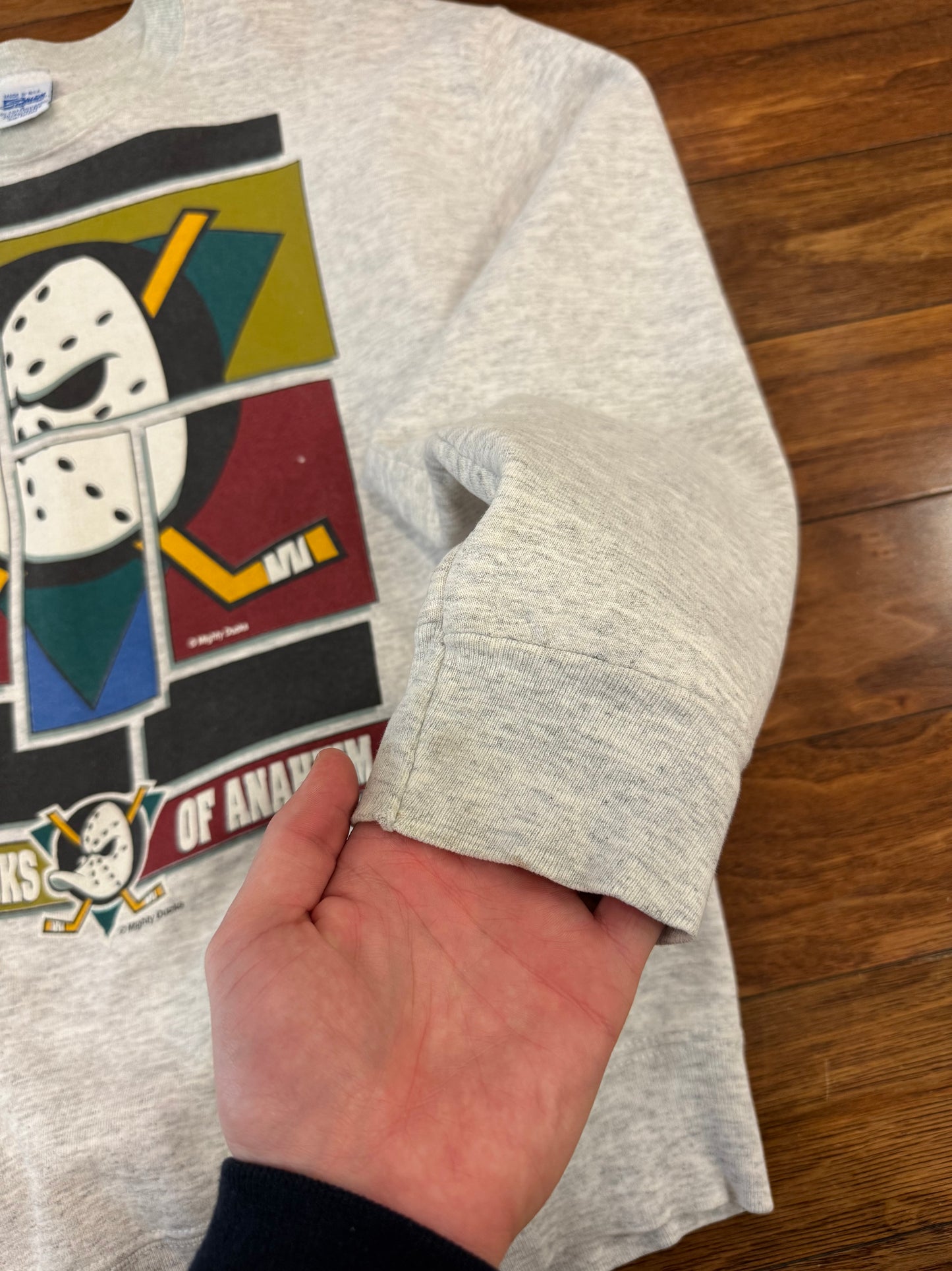 90s Mighty Ducks Vintage Salem Hockey Stained Crewneck (L)