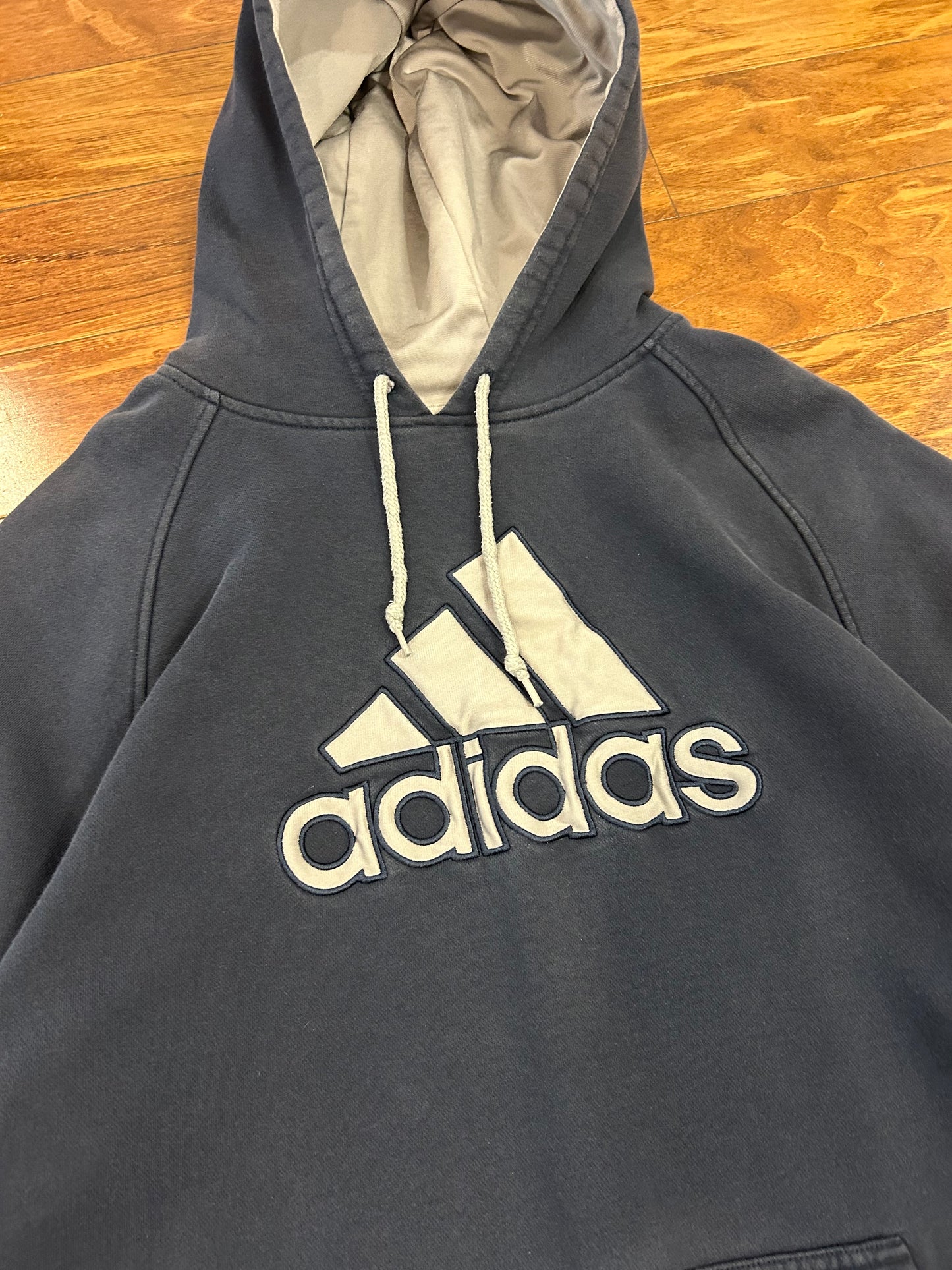 00s Adidas Navy Embroidered Hoodie (XL)