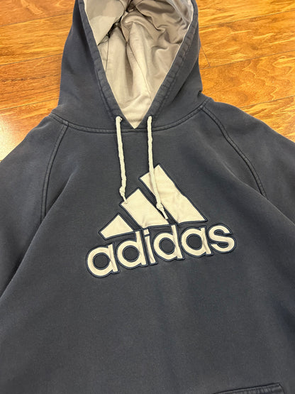 00s Adidas Navy Embroidered Hoodie (XL)