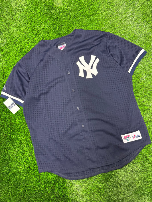 90s New York Yankees Majestic Diamond Collection Vintage MLB Mesh Baseball Jersey (XL)