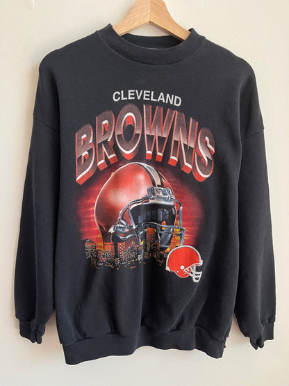90s Cleveland Browns Helmet Graphic Crewneck (L)