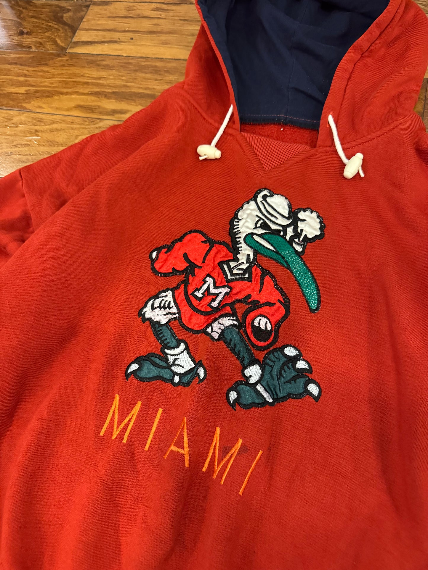 90s Miami Hurricanes Vintage Mascot Hoodie (L)