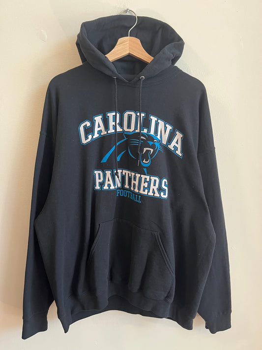00s Carolina Panther Jerzees Spell Out Black Hoodie (XXL)
