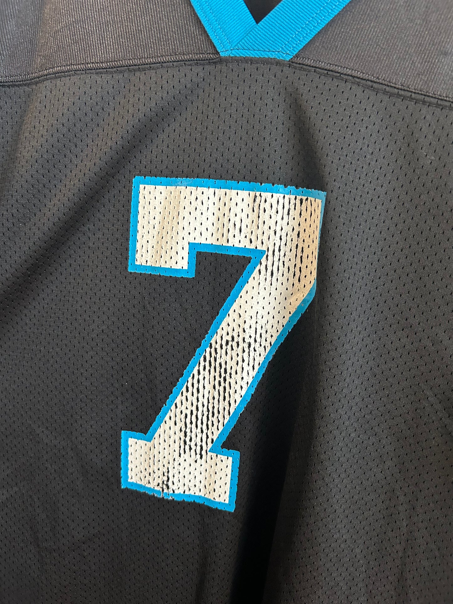 90s Carolina Panthers Steve Beuerlein Logo Athletic Jersey (Youth XL)