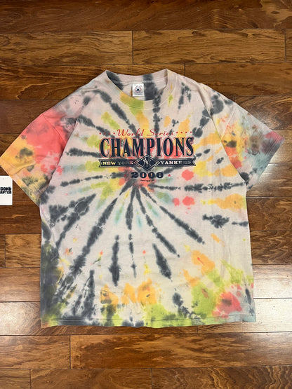 2000 New York Yankees Rainbow Tie Dye Tee (XXL)