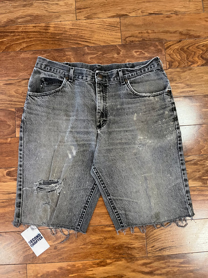 90s Lee Faded Black Distressed Shorts (36)