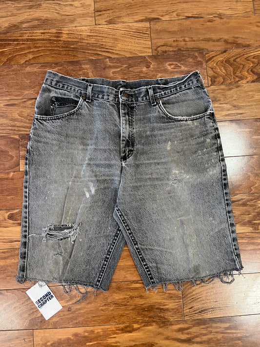 90s Lee Faded Black Distressed Shorts (36)
