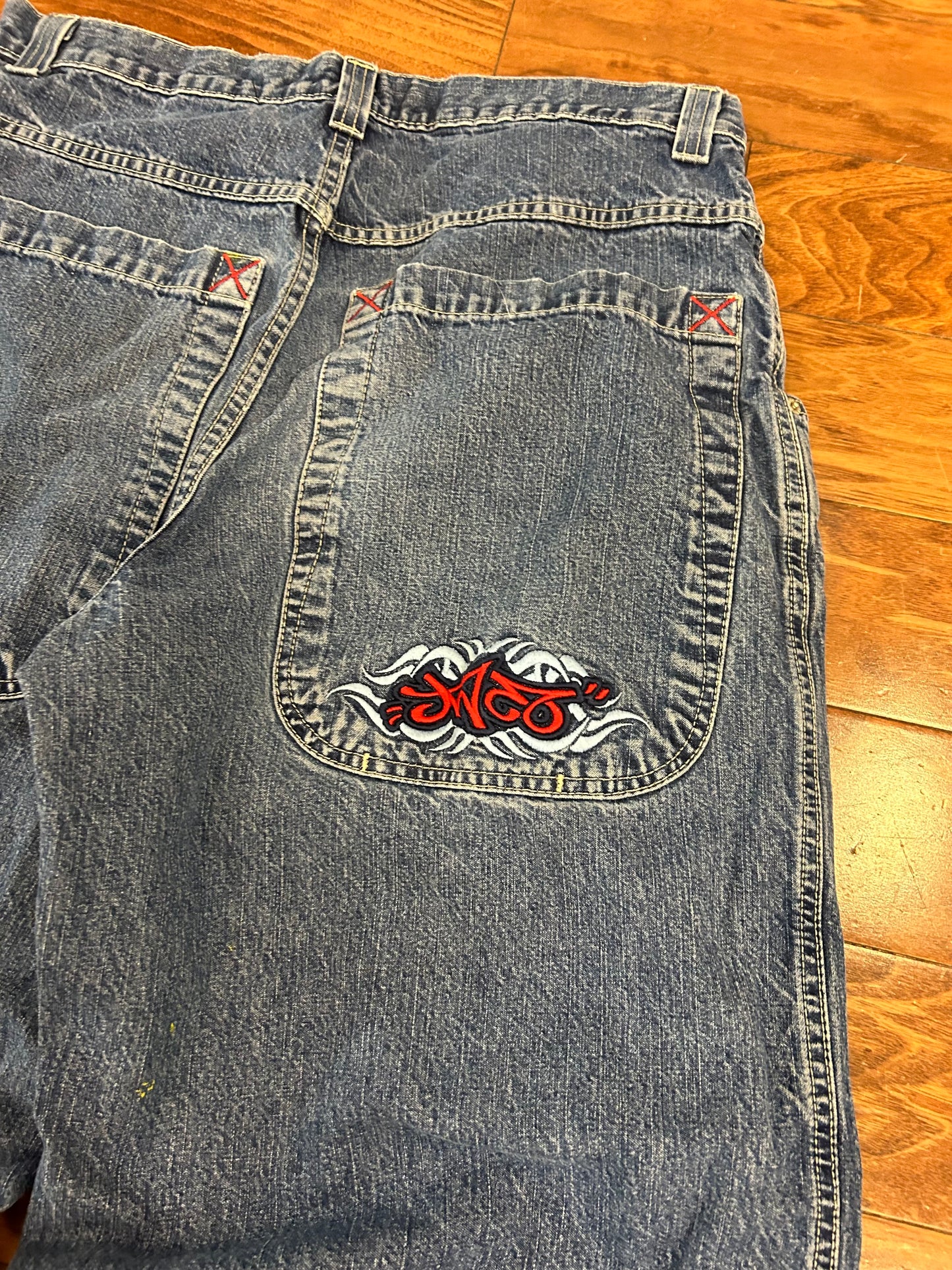 00s Jnco Dark Wash Vintage Tribal Jeans (36 x 29)