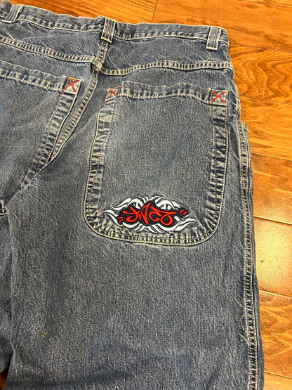 00s Jnco Dark Wash Vintage Tribal Jeans (36 x 29)