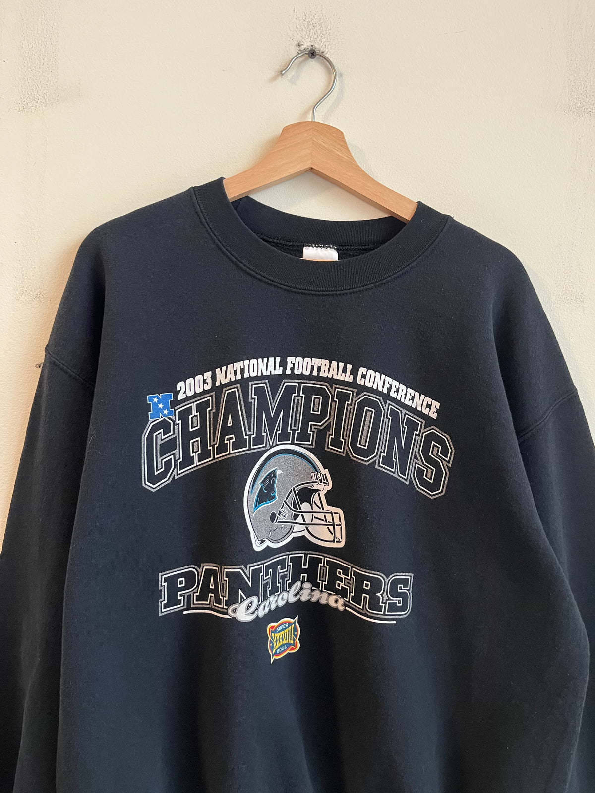 2003 Carolina Panthers Conference Champions Super Bowl Essentials Crewneck (L)