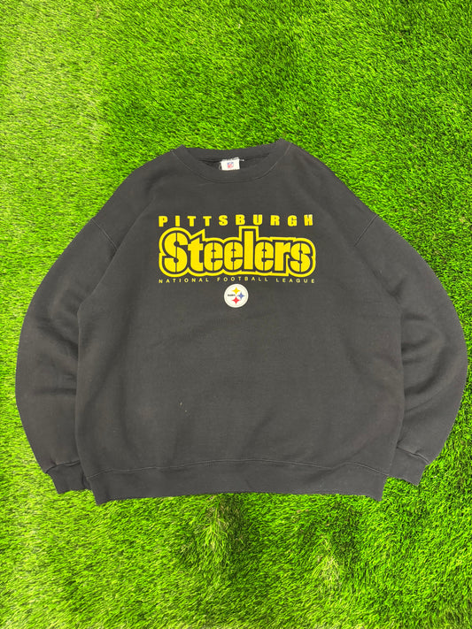 00s Pittsburgh Steelers NFL Black Crewneck (XXL)