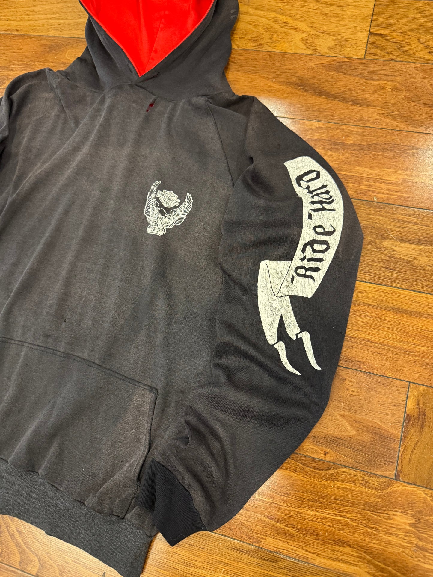 70s Harley Davidson Vintage Faded Distressed Grail Hoodie (M)