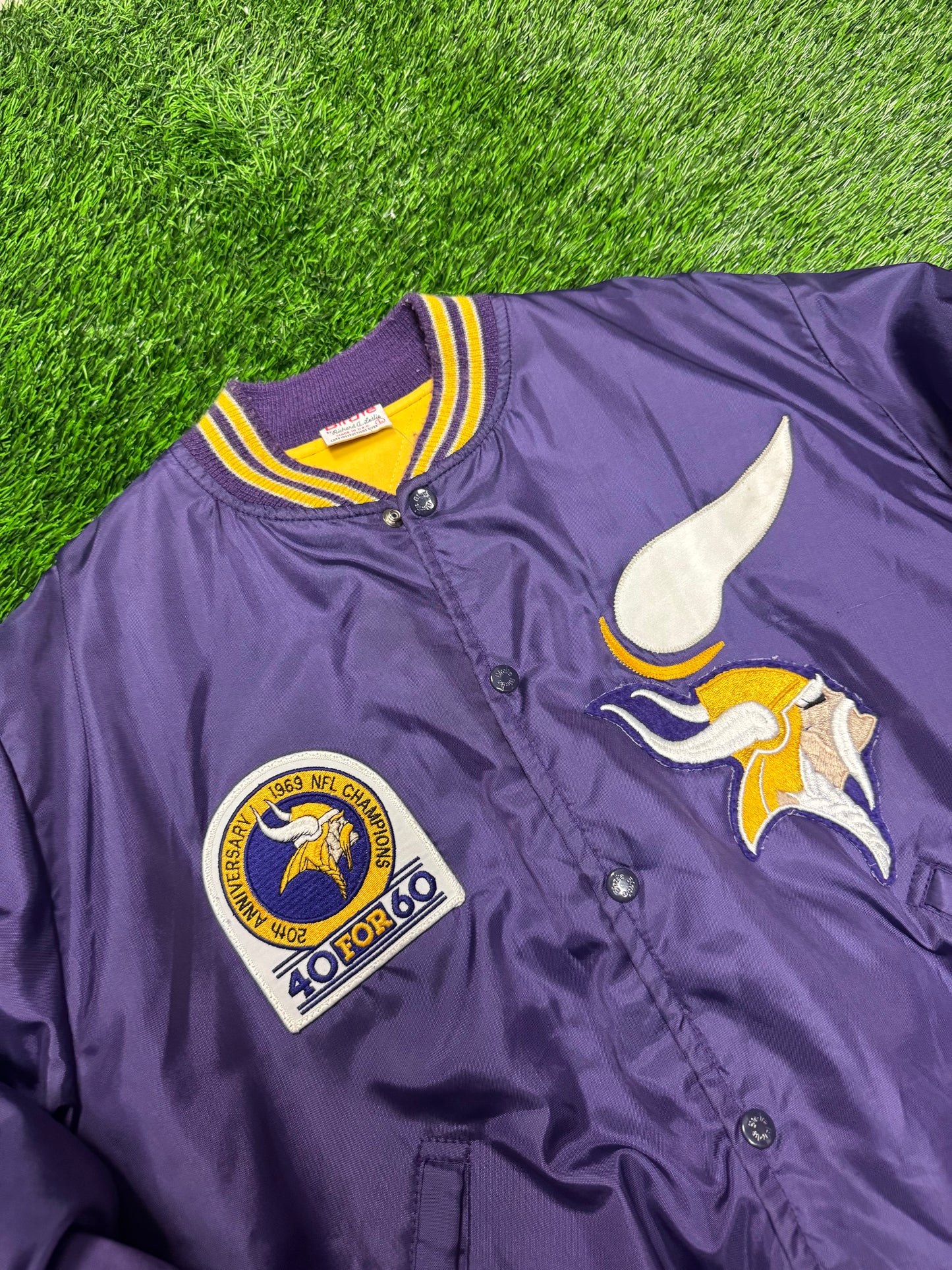 1989 Minnesota Vikings 20th Anniversary Vintage Birdie Satin Jacket (L)